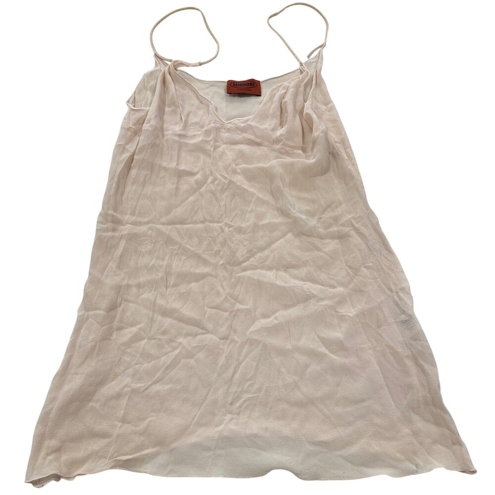 MISSONI Silk Blend Sheer Cami Tank Top Nude Blush Pink Made In Italy